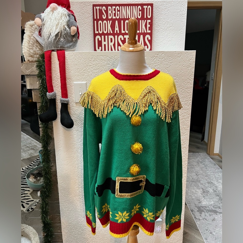 Blizzard Bay Ugly Christmas Sweater Elf Size Large